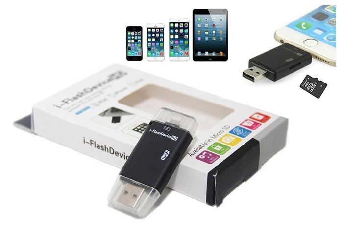 Leitor De Carto Micro Sd E Tf Para Iphone 5-6-7-8-Ipad