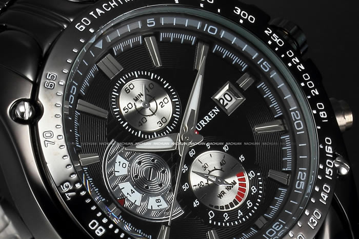 Relgio De Pulso Curren Preto M8083 Digital Quartz Ao Inox
